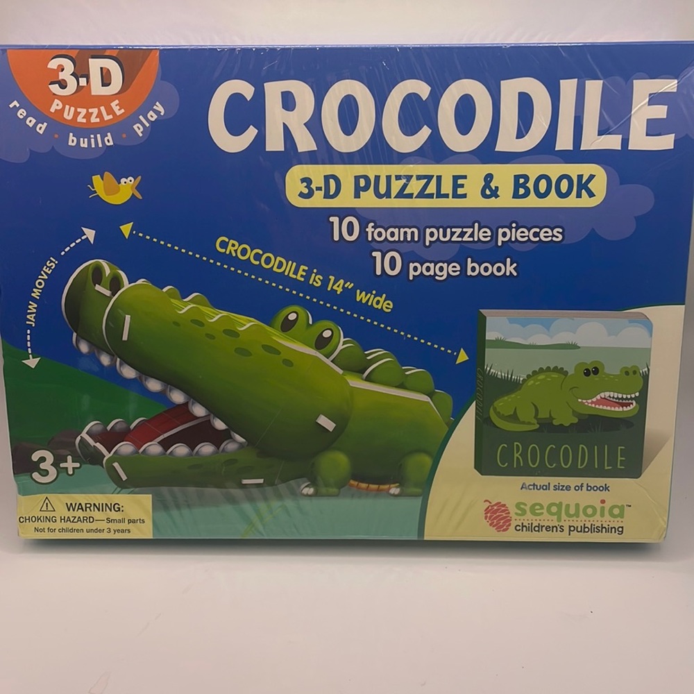 NEW Sequoia Crocodile #D Puzzle and Book Learning Toy Foam Puzzle Pieces